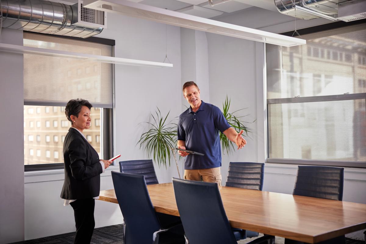 Assessing office furniture assets for relocation services.