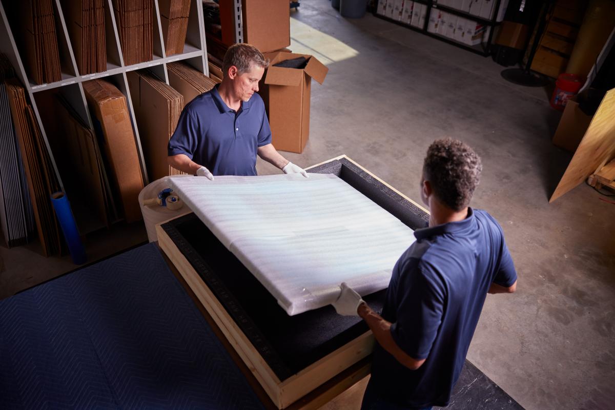 Professional packing and crating of large artwork for safe shipping