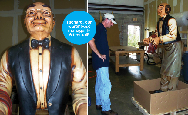 butler statue being crated for shipping