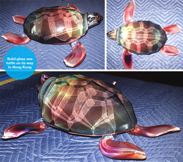solid glass sea turtle shipping